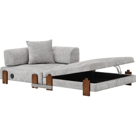 Canapé pliant 2-en-1 avec fonction couchage, port USB et Type C et rangement, canapé-lit compact avec accoudoirs pour petits espaces, chambre d'amis et loft - GRIS CLAIR (1/5)
