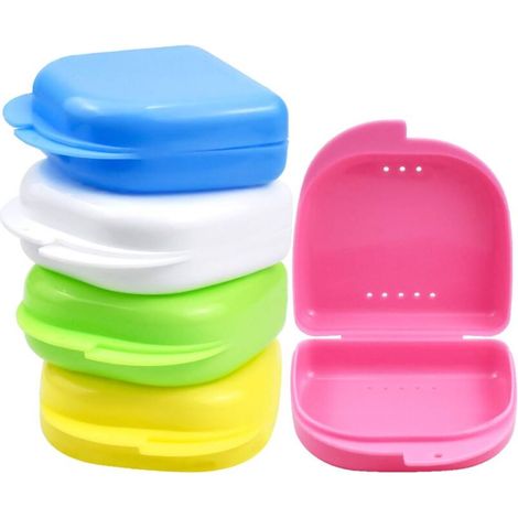 Boite Appareil Dentaire, 5 Pièces Mince Boîtes de Dentier, Boîtes de Rangement pour Prothèse Dentaire, Retenue Orthodontique, protège-dents - Avec trous d'aération