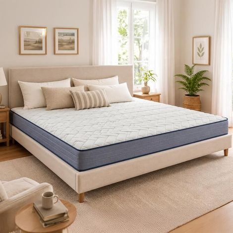 Matelas - JUANIO - Mila - King size 180x200 cm - 20 cm - Mousse à mémoire haute densité réversible