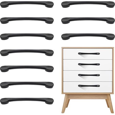 Poignee de Meuble Cuisine, Poignée Meuble, 10 Pièces Métal Noir Poignet de Porte Cuisine Antirouille pour Placards Tiroir Porte (Distance des Trous de 128mm) (1/5)