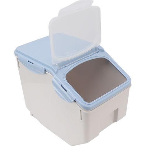 Boîte de rangement pour riz avec gobelet, hermétique, pour céréales, en plastique, accessoire de cuisine, bleue, 15 kg (1/5)
