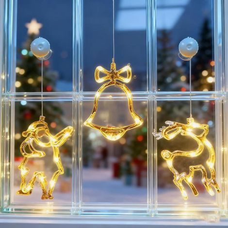 Weihnachtsbeleuchtung mit Timer, leuchtende Fenster-Dekoration, batteriebetrieben, winterliche Stimmung für (1/5)