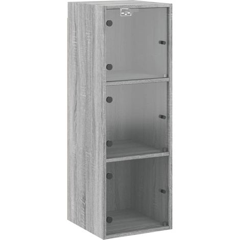 Maison Exclusive - Mobile a Muro con Ante in Vetro Grigio Sonoma 35x37x100 cm
