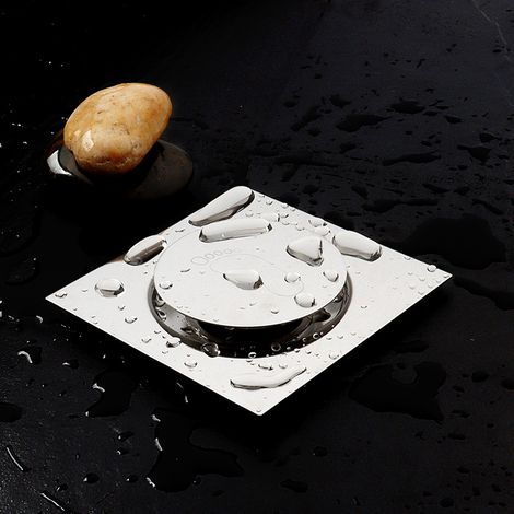 Siphon de sol en acier inoxydable avec pédale et bouchon pour salles de bains et garages (1/3)