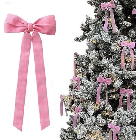 Bow - Velvet - 13x26 cm - Indoor Outdoor Christmas Decoration - For Wreaths Garland Tree Topper - 1 Piece (1/5)