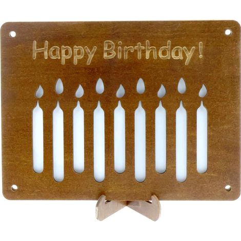 1 Carte anniversaire en bois, gravure laser, forme billet, avec support, idée cadeau famille amis (1/5)