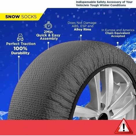 Matte snow socks for car tires, emergency traction on snow for vehicles, safe driving on ice, frost, snow, extra durable snow chains, equivalent alternative to (1/4)