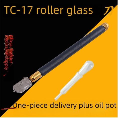 Couteau à verre japonais Toyo TC-17 Coupe-verre à rouleau Manche fer jaune Coupe nette Pour vitrier, miroitier et bricolage (1/5)