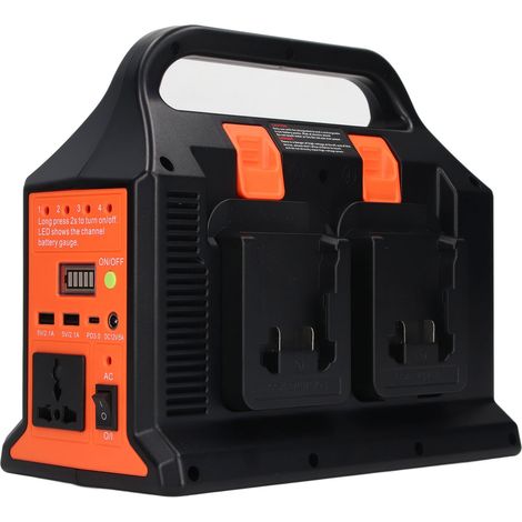 Onduleur Portable 300W 110-120VAC avec Lampe LED, Compatible Batterie 18V, Convertisseur de Puissance pour Outils, Couleur Orange (1/5)