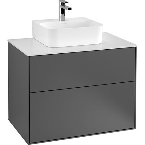 Finion, Mueble bajo lavabo, 800 x 603 x 501 mm, Angular, modelo suspendido, En madera, lavabo en el medio, Lacado Sun Matt