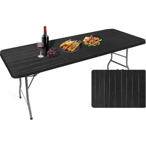 Bolli – Table pliante rectangulaire 181x75.5x73cm – 8 personnes – Surface imperméable et résistante – Idéale pour camping et jardin