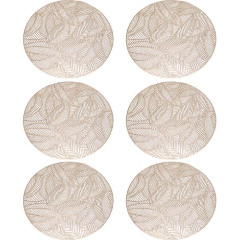 Lot de 6 sets de table ronds creux en PVC doré résistant à la chaleur 38 cm (1/5)
