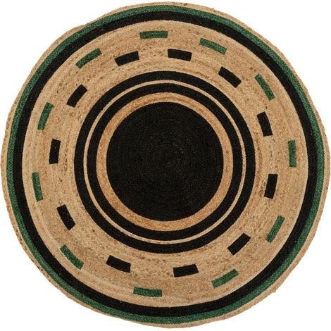 Tapis Rond Imprimé en Jute "Malakite" 120cm Multicolore (1/3)