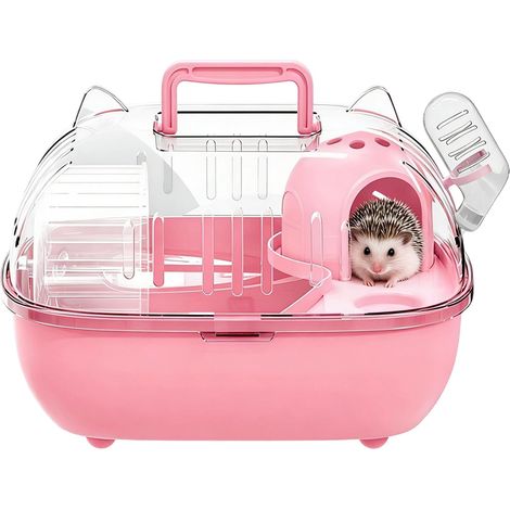 1 Caisse de transport,Matériau PP,Bouteille d'eau,Design transparent,Pour hamster rongeur lézard,Voyage voiture pique-nique