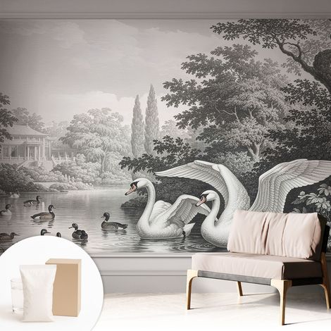 Papier peint intissé mural avec imprimé motifs décoratifs - style contemporain - Colle incluse gratuite L'élégance de la nature 312x219 cm (1/5)