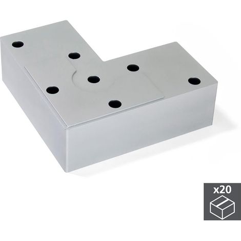Emuca Lotto di 20 piedini per mobili Alumix 8, altezza 24 mm, Tecnoplastica, Verniciato alluminio (1/2)