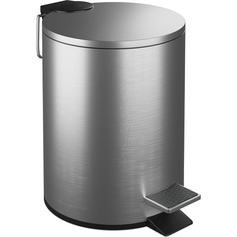 Poubelle de Salle de Bain, 3 litres, en Acier Inoxydable, avec Couvercle, Seau intérieur Amovible, argentée (1/5)