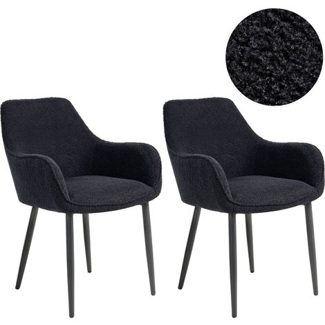 Conjunto de 2 sillas de comedor modernas tapicería de tela bouclé con reposabrazos asiento salón comedor negro Alden (1/5)
