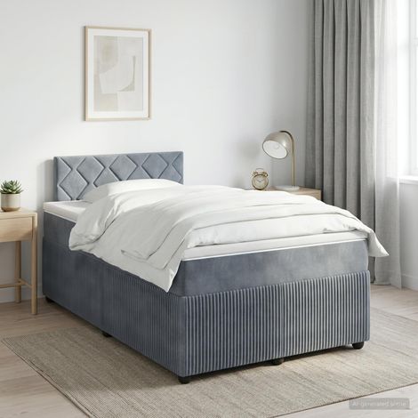vidaXL Cama box spring con colchón Gris oscuro 120 x 190 cm Terciopelo (1/5)