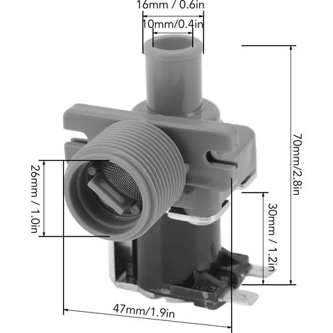 Ortviai Électrovanne d'entrée d'eau pour lave-linge SANYO FCD270A 220-240 V, filtre double couche et matériaux renforcés (1/4)