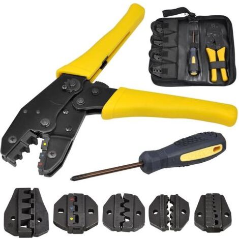 5-in-1 Terminal Crimping Tool for Insulated and Non-Insulated Connectors with 1 Screwdriver and Cable Crimping Tool Bag (1/5)