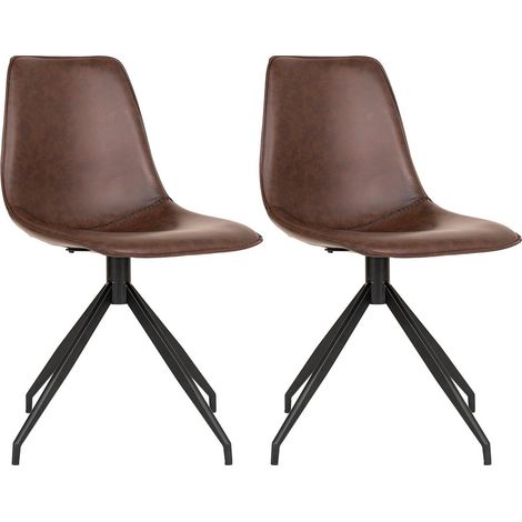 GOOP - Lot de 2 Chaises Pivotantes Simili Cuir Marron (1/5)