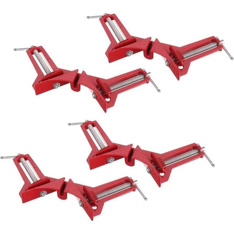 Pince à Angle Droit à 90 Degrés pour le Travail Du Bois, 4Pcs Presses d'angles Ensemble Machoire Etau Reglable à Bois, Serre Joint Angle Pour Cadre Photo Wedge Menuiserie Soudure Oi-FRIS (1/5)