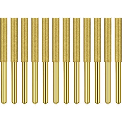 Affûteuse de chaîne pour tronçonneuse Affûteur de tronçonneuse diamant plaqué titane Burr Meules d'affûtage diamantées pour scie à chaîne Pierre Jewerly Wood 12 pcs 5/32 pouces, 4.0mm