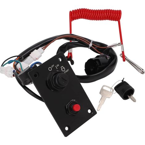 Panneau de Commutateur d'allumage de Moteur Hors-bord Marin, Interrupteur Vertical à clé Unique 3710096j24, Panneau de Commande en Métal avec Conception 12V, Idéal pour l'allumage de (1/5)