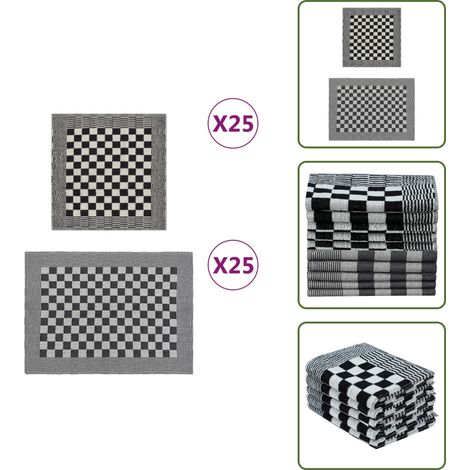 The Living Store 50-tlg. Handtuch-Set Schwarz und Weiß Baumwolle - Küchenhandtücher - Gastgeheimnis - Baumwolle - Handtuch Set - Tischdecken (1/5)