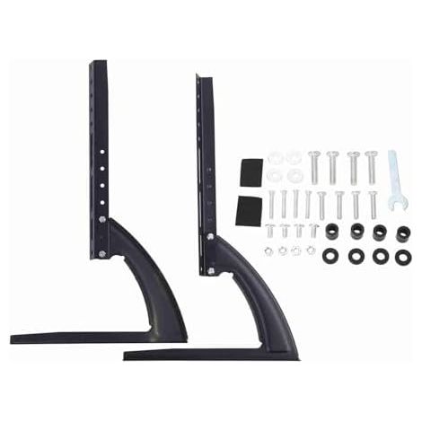Support TV Métal Noir Deux Pieds Plat LCD LED 14-42”, Hauteur Réglable Base Triangulaire Intérieure (1/5)
