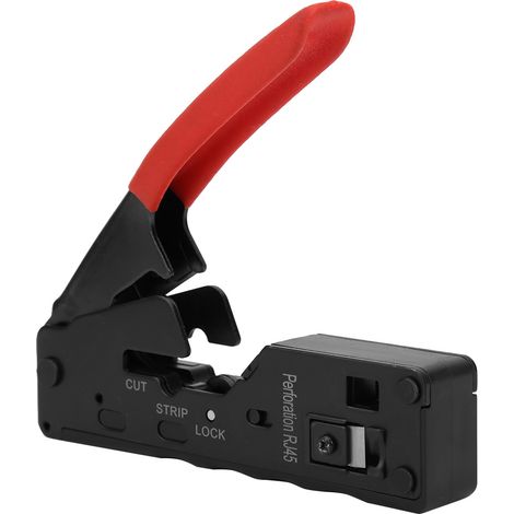 Crimpzange mit Kristallkopf für Netzwerkkabel (CAT-5, CAT-6, CAT-7, rot) (1/5)