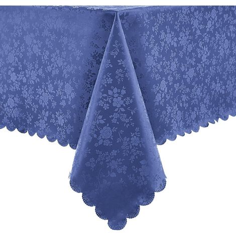 Abwaschbare Tischdecke 140x240 cm Dunkelblau, wasserdicht, Blumenmuster, für Innen & Außen