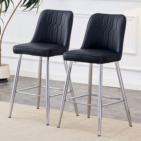 Set 2 sgabelli bar con schienale in PU e metallo OKMYHOME (1/5)