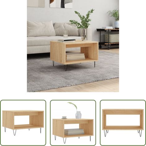 Table basse chêne sonoma -  Table basse chêne sonoma 60x50x40 cm bois d'ingénierie (1/5)