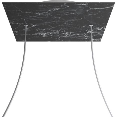 creative cables Rosone XXL Rose-One Square, 400 mm avec 2 trous et 4 trous latéraux - Marquina Marble, White (1/5)