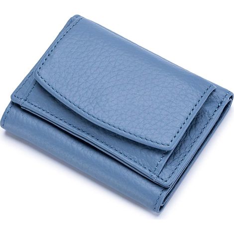 Portefeuille léger en cuir à trois volets pour femmes (bleu)