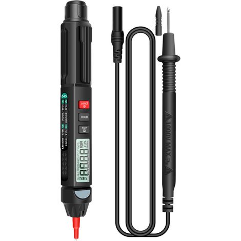 Multimètre numérique stylo 6000 counts, écran LCD rétroéclairé, lampe torche, détection NCV, extinction automatique, test tension, courant et résistan (1/5)