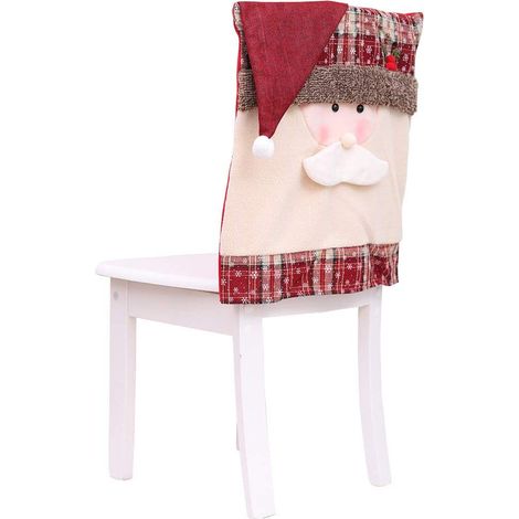 Housses de chaises de Noël avec de jolis dessins animés du Père Noël et du bonhomme de neige - Décoration pour la maison, les fêtes de Noël et la table (1/5)