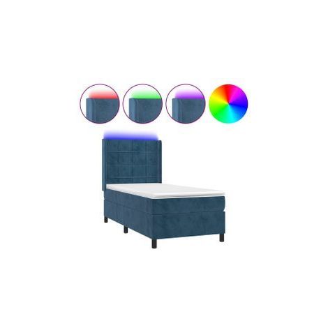 Sommier à lattes de lit matelas LED Bleu foncé 90x190 Velours (1/5)