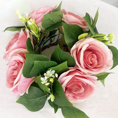Couronne De Bougies - Couronne Florale Artificielle En Soie Et Plastique PE - Pour Décoration De Table De Mariage Ou Événement - Diamètre 25 Cm - 1 Pièce (1/3)