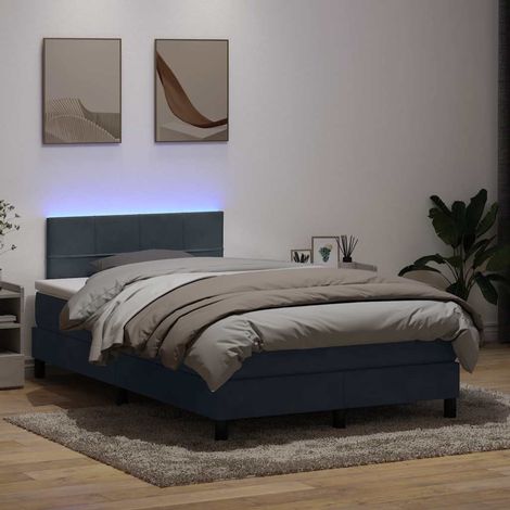 Boxspringbett mit Matratze & LED Dunkelgrau 120x220 cm Samt