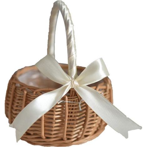 Panier En Osier Tressé - Avec Insert Plastique Et Poignées - Pour Fleurs Mariage Ou Pique-Nique - Lot De 1 (1/5)
