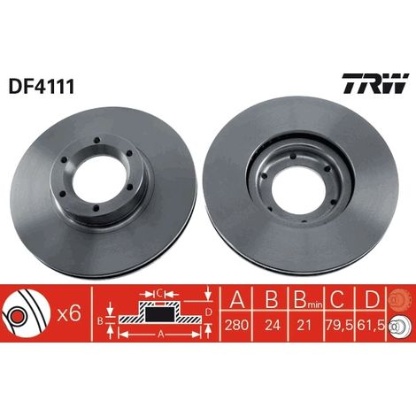 Lot de 2 Disques de frein TRW Automotive DF4111 OPEL 45 00 098 77 00 302 128