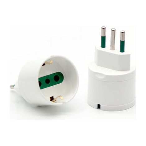 Lot de 2 Blanc Adaptateur pour Prise Italo-Allemande, Prise Italienne 10A, Prise Italo-Allemande 10A (1/5)