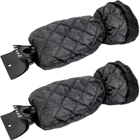 Set di 2 raschietti per ghiaccio per auto - Guanto raschietto per parabrezza auto per finestrini, raschietti per neve con fodera impermeabile, rimuove il ghiaccio e mantiene le mani calde - 2 pezzi (1/5)