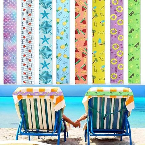 Lot de 8 sangles pour serviettes de plage, 40 x 5 cm, en caoutchouc extensible, résistantes au vent. (1/5)