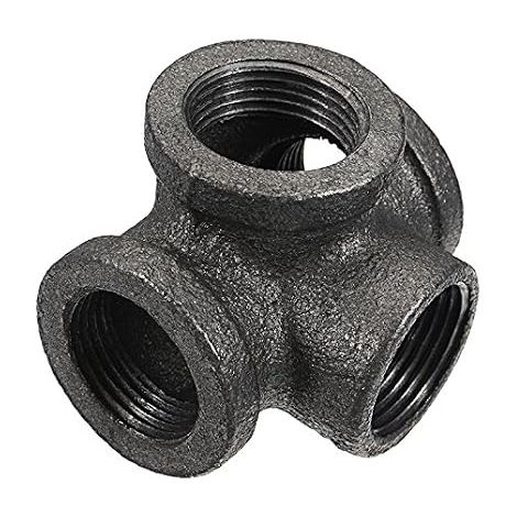 1/2 '3/4' 1 '4 Voies Raccord De Tuyau En Fonte Malléable Noir Sortie Sortie Tee Femelle Tube Connecteur - 3/4 Pouces (1/5)
