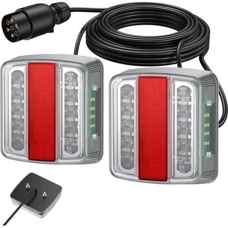 Feux Arrière Remorque Feux de Remorque Montage à Vis Câble de 7,5m 7 Broches 18 LEDs Super Claires avec E Mark E11 pour La Circulation Routière pour Camping-Car Camion Poids Lourd Tracteur (1/5)