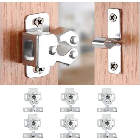 Chiusure a doppio rullo per armadietti. Set di 6 chiusure per ante di armadi. Chiusure per cassetti. Mobili. Con viti. Argento. (1/5)